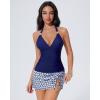 image:imageSUUKSESS Women Tummy Control Tankini Swimsuit Sexy Halter Bathing Suit 2 Piece147 Navy Blue Star