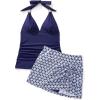 image:imageSUUKSESS Women Tummy Control Tankini Swimsuit Sexy Halter Bathing Suit 2 Piece147 Navy Blue Star