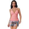 image:imageSUUKSESS Women Tummy Control Tankini Swimsuit Sexy Halter Bathing Suit 2 Piece147 Pink Floral