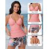 image:imageSUUKSESS Women Tummy Control Tankini Swimsuit Sexy Halter Bathing Suit 2 Piece147 Pink Floral