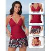 image:imageSUUKSESS Women Tummy Control Tankini Swimsuit Sexy Halter Bathing Suit 2 Piece147 Red Floral