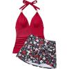 image:imageSUUKSESS Women Tummy Control Tankini Swimsuit Sexy Halter Bathing Suit 2 Piece147 Red Floral