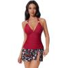 image:imageSUUKSESS Women Tummy Control Tankini Swimsuit Sexy Halter Bathing Suit 2 Piece147 Red Floral