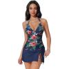 image:imageSUUKSESS Women Tummy Control Tankini Swimsuit Sexy Halter Bathing Suit 2 Piece147 Tropical Floral Navy Blue
