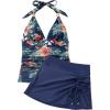image:imageSUUKSESS Women Tummy Control Tankini Swimsuit Sexy Halter Bathing Suit 2 Piece147 Tropical Floral Navy Blue