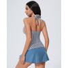 image:imageSUUKSESS Women Tummy Control Tankini Swimsuit Sexy Halter Bathing Suit 2 Piece147 White Black Striped Blue