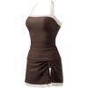 image:imageSUUKSESS Women Tummy Control Tankini Swimsuits with Skirt Backless Bathing SuitBeige Brown