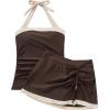 image:imageSUUKSESS Women Tummy Control Tankini Swimsuits with Skirt Backless Bathing SuitBeige Brown