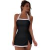 image:imageSUUKSESS Women Tummy Control Tankini Swimsuits with Skirt Backless Bathing SuitBlack