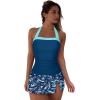 image:imageSUUKSESS Women Tummy Control Tankini Swimsuits with Skirt Backless Bathing SuitBlue Floral