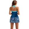image:imageSUUKSESS Women Tummy Control Tankini Swimsuits with Skirt Backless Bathing SuitBlue Floral