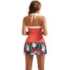 image:imageSUUKSESS Women Tummy Control Tankini Swimsuits with Skirt Backless Bathing SuitCoral Pink Leaf