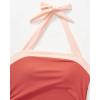 image:imageSUUKSESS Women Tummy Control Tankini Swimsuits with Skirt Backless Bathing SuitCoral Pink Leaf