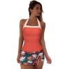 image:imageSUUKSESS Women Tummy Control Tankini Swimsuits with Skirt Backless Bathing SuitCoral Pink Leaf