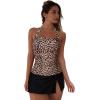 image:imageSUUKSESS Women Tummy Control Tankini Swimsuits with Skirt Backless Bathing SuitLeopard Black
