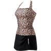 image:imageSUUKSESS Women Tummy Control Tankini Swimsuits with Skirt Backless Bathing SuitLeopard Black