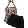 image:imageSUUKSESS Women Tummy Control Tankini Swimsuits with Skirt Backless Bathing SuitLeopard Black