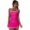 image:imageSUUKSESS Women Tummy Control Tankini Swimsuits with Skirt Backless Bathing SuitPink