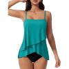 image:imageSUUKSESS Women Tummy Control Tankini Swimsuit Ruffle High Waisted Bathing Suit186 Blue Black