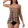 image:imageSUUKSESS Women Tummy Control Tankini Swimsuit Ruffle High Waisted Bathing Suit186 Leopard Black