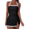 image:imageSUUKSESS Women Tummy Control Tankini Swimsuits with Skirt Backless Bathing SuitBlack