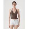 image:imageSUUKSESS Women Double Lined Halter Tank Top Summer Padded Going Out Tops Sleeveless Basic Shirts03 Brown