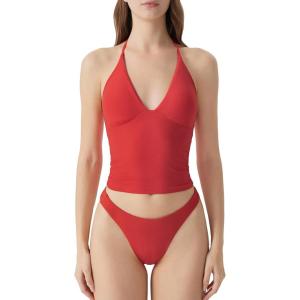 image:imageSUUKSESS Women Double Lined Halter Tank Top Summer Padded Going Out Tops Sleeveless Basic Shirts05 Red