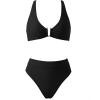 image:imageSUUKSESS Women 2 Piece Bikini Set UWire Cutout High Waisted Tummy Control SwimsuitBlack