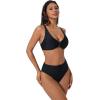 image:imageSUUKSESS Women 2 Piece Bikini Set UWire Cutout High Waisted Tummy Control SwimsuitBlack