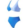image:imageSUUKSESS Women 2 Piece Bikini Set UWire Cutout High Waisted Tummy Control SwimsuitBlue Block