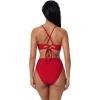 image:imageSUUKSESS Women 2 Piece Bikini Set UWire Cutout High Waisted Tummy Control SwimsuitRed