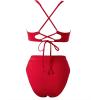 image:imageSUUKSESS Women 2 Piece Bikini Set UWire Cutout High Waisted Tummy Control SwimsuitRed