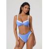 image:imageSUUKSESS Women Color Block Underwire Bikini Sets Cheeky High Cut 2 Piece SwimsuitAzure White
