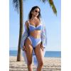 image:imageSUUKSESS Women Color Block Underwire Bikini Sets Cheeky High Cut 2 Piece SwimsuitAzure White