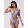 image:imageSUUKSESS Women Color Block Underwire Bikini Sets Cheeky High Cut 2 Piece SwimsuitAzure White