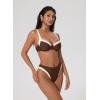 image:imageSUUKSESS Women Color Block Underwire Bikini Sets Cheeky High Cut 2 Piece SwimsuitBeige Brown