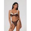 image:imageSUUKSESS Women Color Block Underwire Bikini Sets Cheeky High Cut 2 Piece SwimsuitBeige Brown