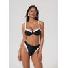 image:imageSUUKSESS Women Color Block Underwire Bikini Sets Cheeky High Cut 2 Piece SwimsuitBlack White