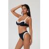 image:imageSUUKSESS Women Color Block Underwire Bikini Sets Cheeky High Cut 2 Piece SwimsuitBlack White