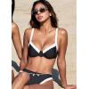image:imageSUUKSESS Women Color Block Underwire Bikini Sets Cheeky High Cut 2 Piece SwimsuitBlack White