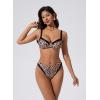 image:imageSUUKSESS Women Color Block Underwire Bikini Sets Cheeky High Cut 2 Piece SwimsuitLeopard Black