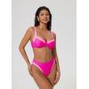 image:imageSUUKSESS Women Color Block Underwire Bikini Sets Cheeky High Cut 2 Piece SwimsuitPink Color Block
