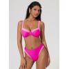 image:imageSUUKSESS Women Color Block Underwire Bikini Sets Cheeky High Cut 2 Piece SwimsuitPink Color Block