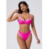 image:imageSUUKSESS Women Color Block Underwire Bikini Sets Cheeky High Cut 2 Piece SwimsuitPink Color Block