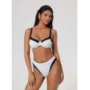image:imageSUUKSESS Women Color Block Underwire Bikini Sets Cheeky High Cut 2 Piece SwimsuitWhite Black