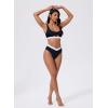 image:imageSUUKSESS Women Cutout Color Block Bikini Sets Sexy High Cut 2 Piece Bathing SuitBlack White