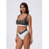 image:imageSUUKSESS Women Cutout Color Block Bikini Sets Sexy High Cut 2 Piece Bathing SuitBlack White Polka Dots