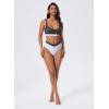 image:imageSUUKSESS Women Cutout Color Block Bikini Sets Sexy High Cut 2 Piece Bathing SuitBlack White Polka Dots