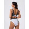 image:imageSUUKSESS Women Cutout Color Block Bikini Sets Sexy High Cut 2 Piece Bathing SuitBlack White Polka Dots