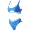 image:imageSUUKSESS Women Cutout Color Block Bikini Sets Sexy High Cut 2 Piece Bathing SuitBlue